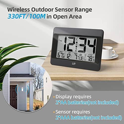 LFF Atomic Clock with Outdoor Sensor and Temperature Display