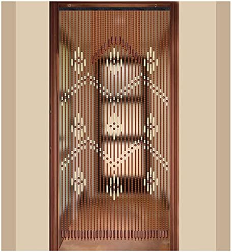 ZHOUXIAO Natural Wood Beaded Curtain 32 Strands 90x175cm