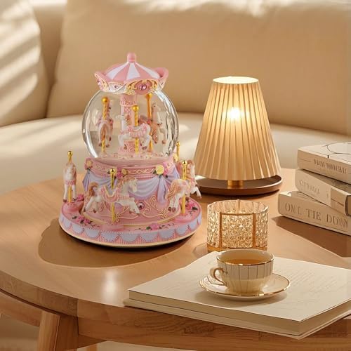 Carousel Snow Globe Music Box Birthday Gift for Girls