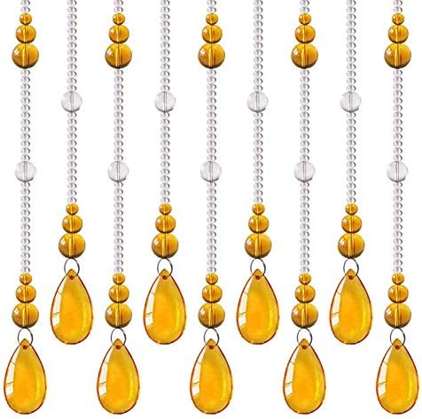 OKUOKA Beaded Crystal Curtain for Doorways - 29 Strands 14x176m Amber