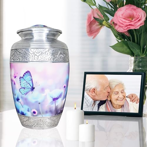 M MEILINXU Blue Butterfly Large Cremation Urn for Adult Ashes