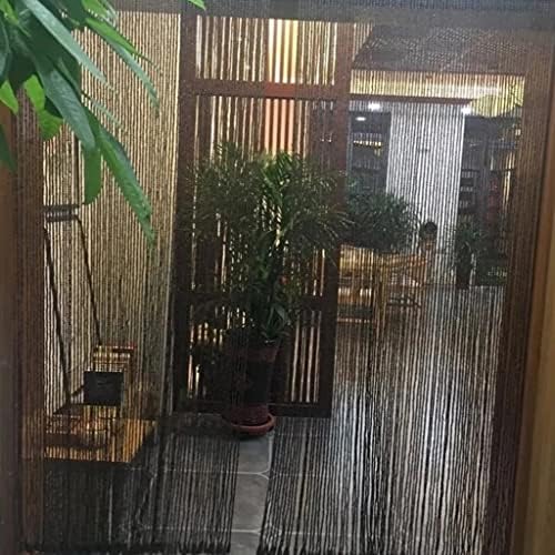 ZHOUXIAO 90 Strands Handmade Wood Beaded Curtain with Rods