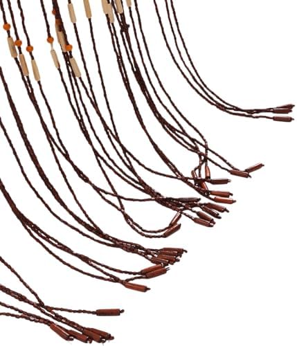 Beaded Curtain Door String with Bamboo and Wood Chocolate 355x82in