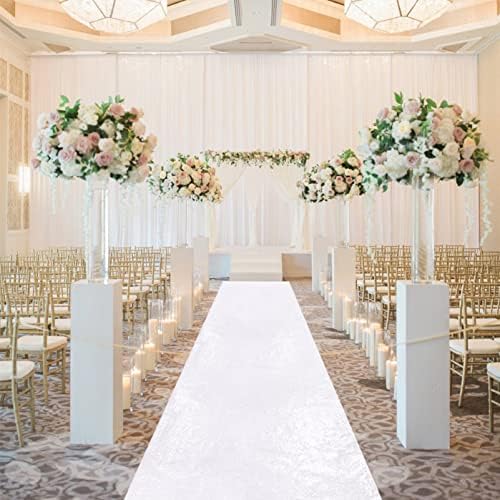 White Sequin Aisle Runner 2x15ft Wedding Carpet for Ceremony