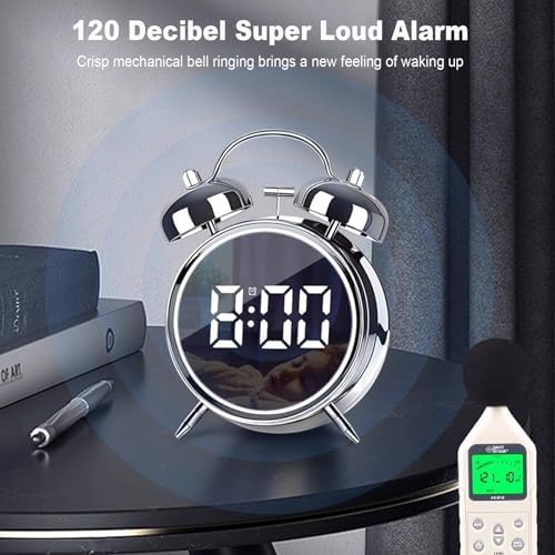 JUSTUP Digital Alarm Clock with Double Bell and Night Light