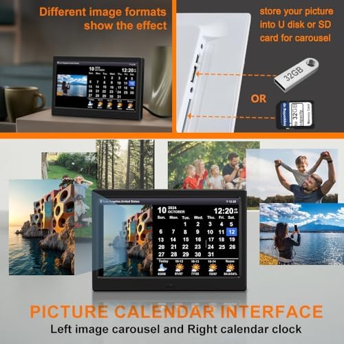 TIMEMOON 101 Inch Digital Calendar Clock with Weather and 8 Alarm Options