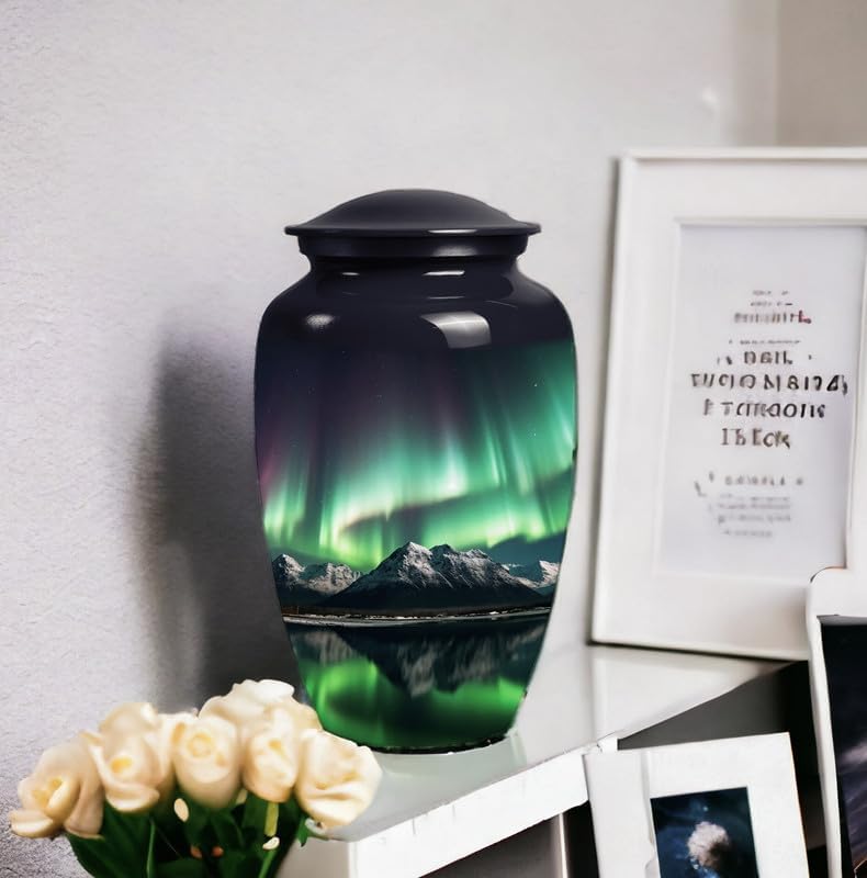 YATSKIA Large Aurora Borealis Cremation Urn for Adult Ashes