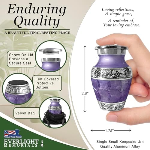 Small Purple Urn for Human Ashes Keepsake Decorative Urn