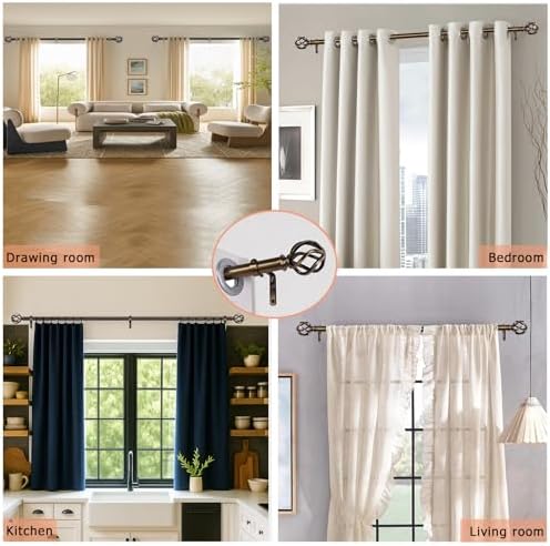 Adjustable Curtain Rods 18-88 Inches Antique Brass