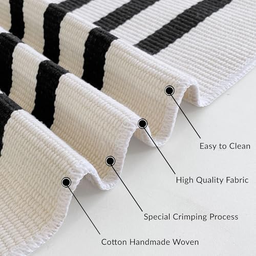 IOHOUZE Black Beige Striped Rug 2x3 Front Door Mat