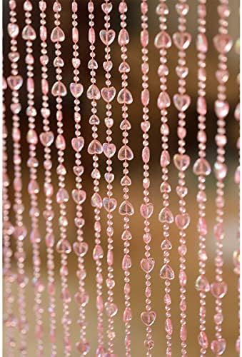 Pink Decorative String Door Curtain with Metal Ring