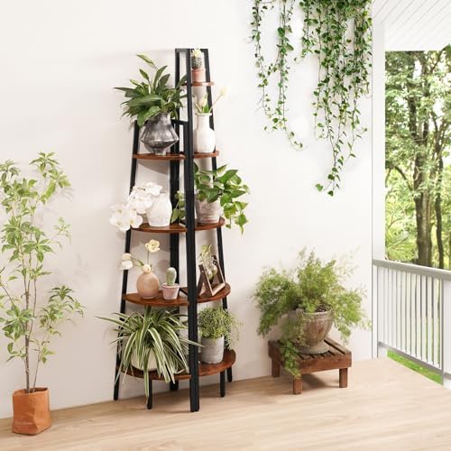Yoobure 4-Tier Corner Bookshelf with Metal Frame
