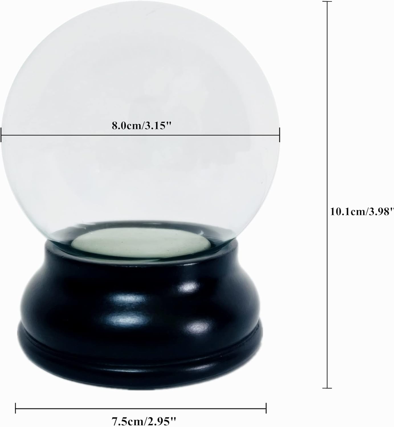 Clear DIY Snow Globe Kit Glass Water Globe Jar With Resin Base 80MM