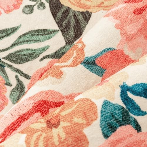PureCozy Washable Floral Runner Rug 2x6 Beige