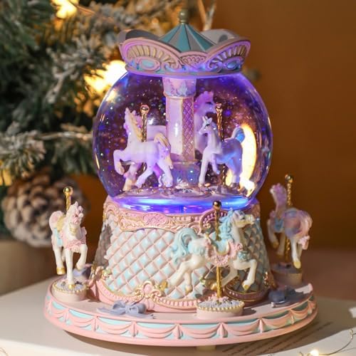 Love for You Gift Wrapped Music Box Unicorn Carousel