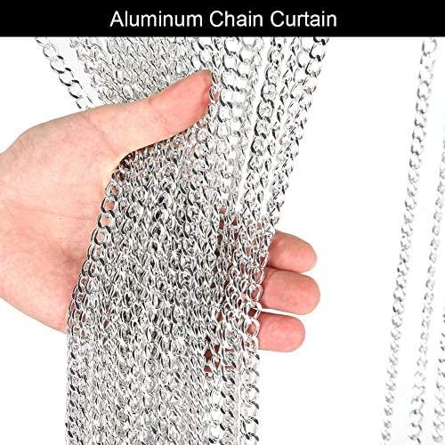 Doorway String Curtain with Silver Aluminum Chain