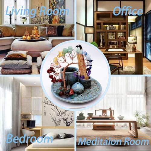 5 in 1 Incense Burner Holder with Crystal Healing Tree