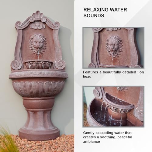 Xbrand 524 In Sandstone Lion Head Floor Fountain