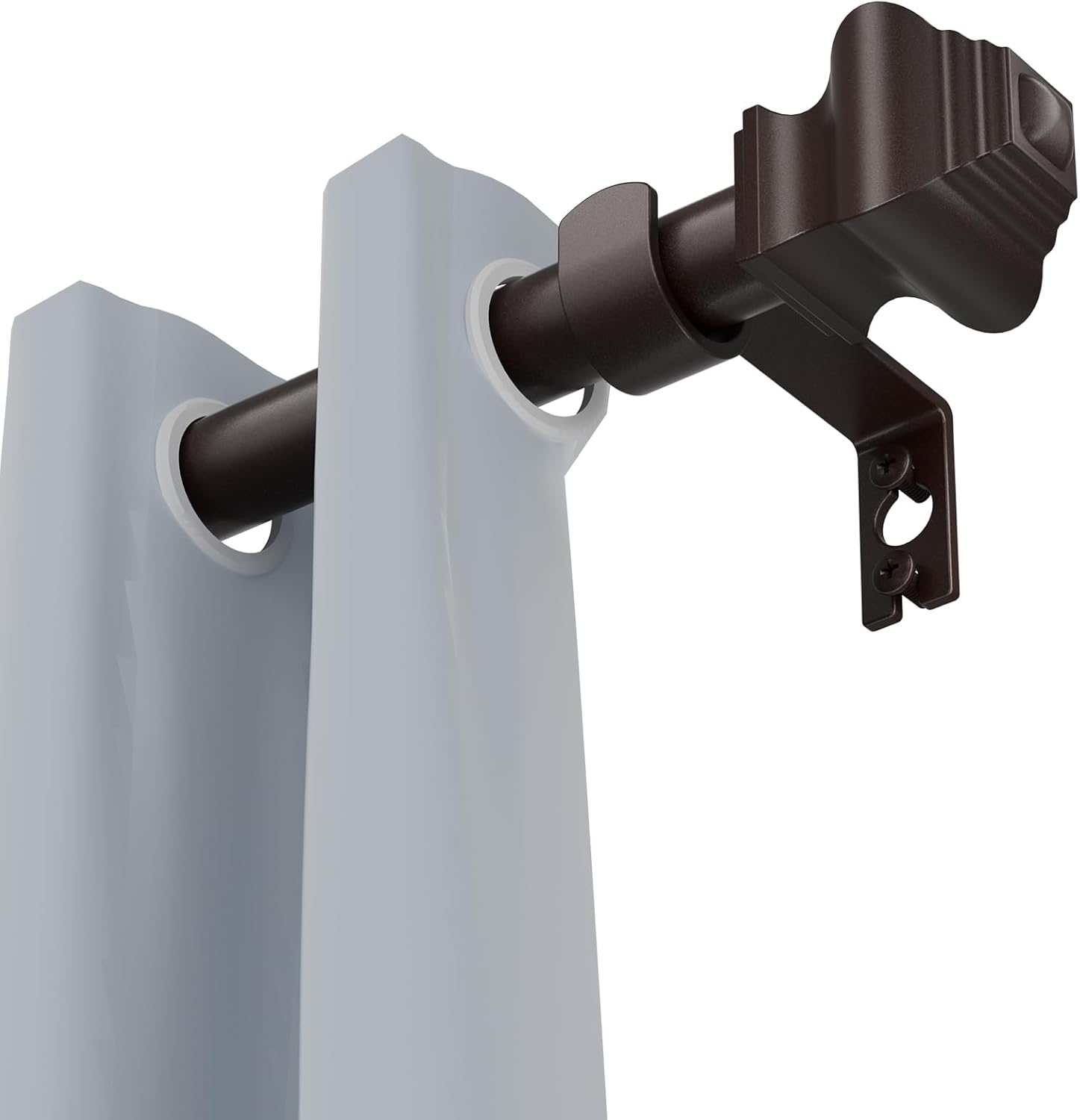 Adjustable Bronze Curtain Rod with Classic Finials for 32-46 Inch Windows