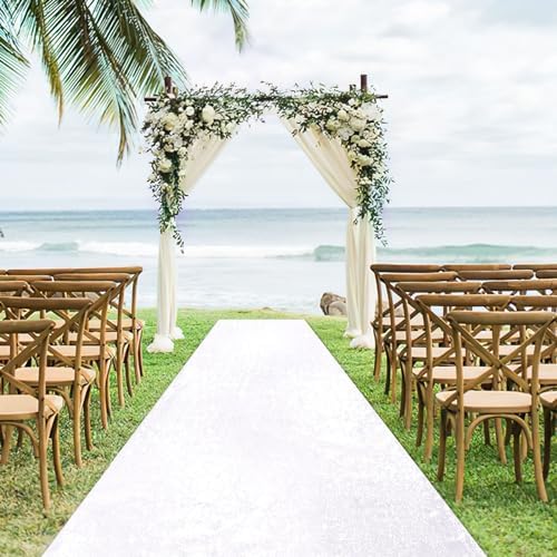 White Sequin Aisle Runner 2x15ft Wedding Carpet for Ceremony