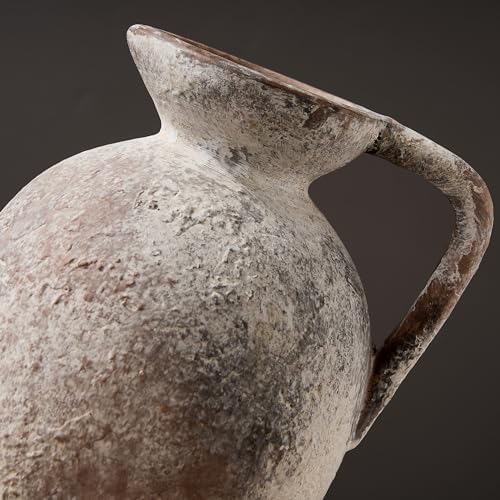 PORCER 93 Inch Antique Gray Ceramic Vase with Handle