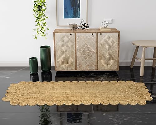 GRUHUM Scalloped Jute Runner Rug 26 x 10ft