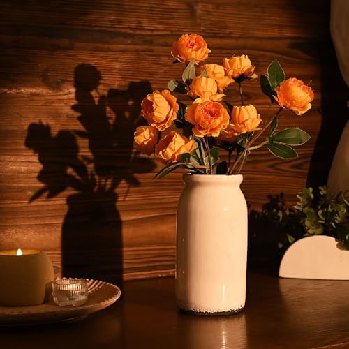 VICTOR TERESA Rustic White Ceramic Vase 8 Inch