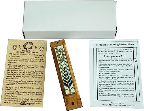 Olive Wood Mezuzah with Shema Scroll
