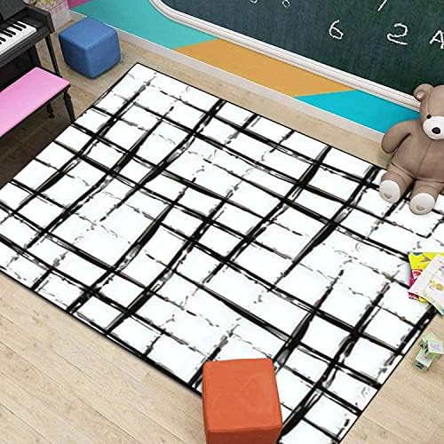 Modern 3D Area Rug Black Burlap Seamless Hessian Fiber