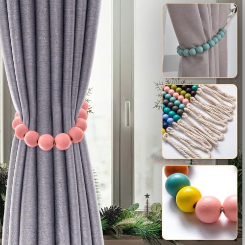 Macaroon Resin Bead Curtain Tiebacks Set of 2