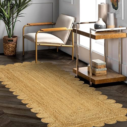 GRUHUM Scalloped Jute Runner Rug 26 x 10ft