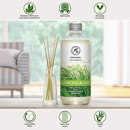 Lemongrass Reed Diffuser Refill 17 Fl Oz Natural Essential Oil