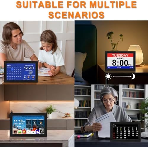 TIMEMOON 101 Inch Digital Calendar Clock with Weather and 8 Alarm Options
