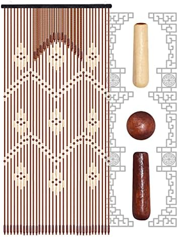 ZHOUXIAO Natural Wood Beaded Curtain 32 Strands 90x175cm