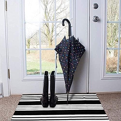 OJIA Front Door Mat 24 x 35 Black White Rug