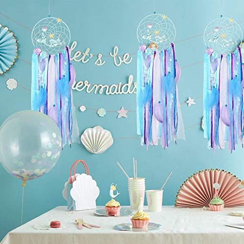 OurWarm Mermaid Dream Catcher Wall Decor for Girls