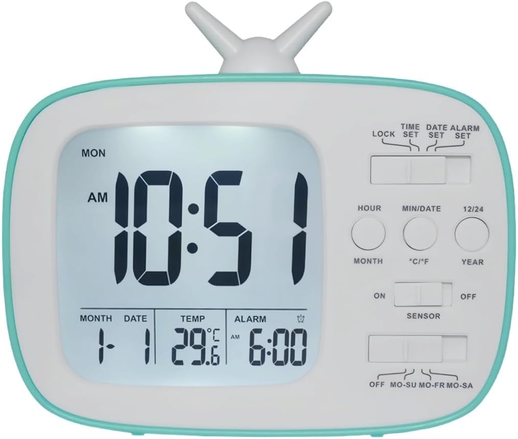 YHFITN Smart Digital Alarm Clock for Kids Bedroom Green