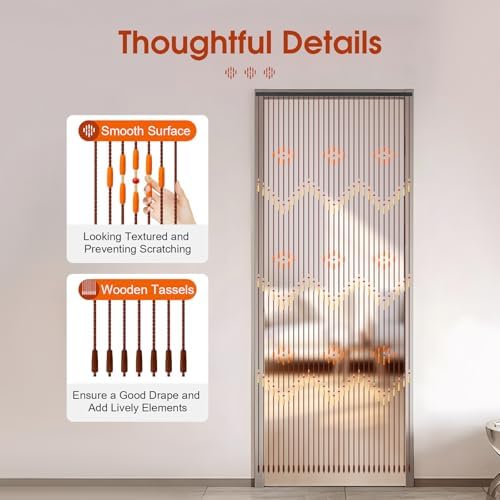 Wooden Beaded Curtain 354 x 866 Doorway Room Divider