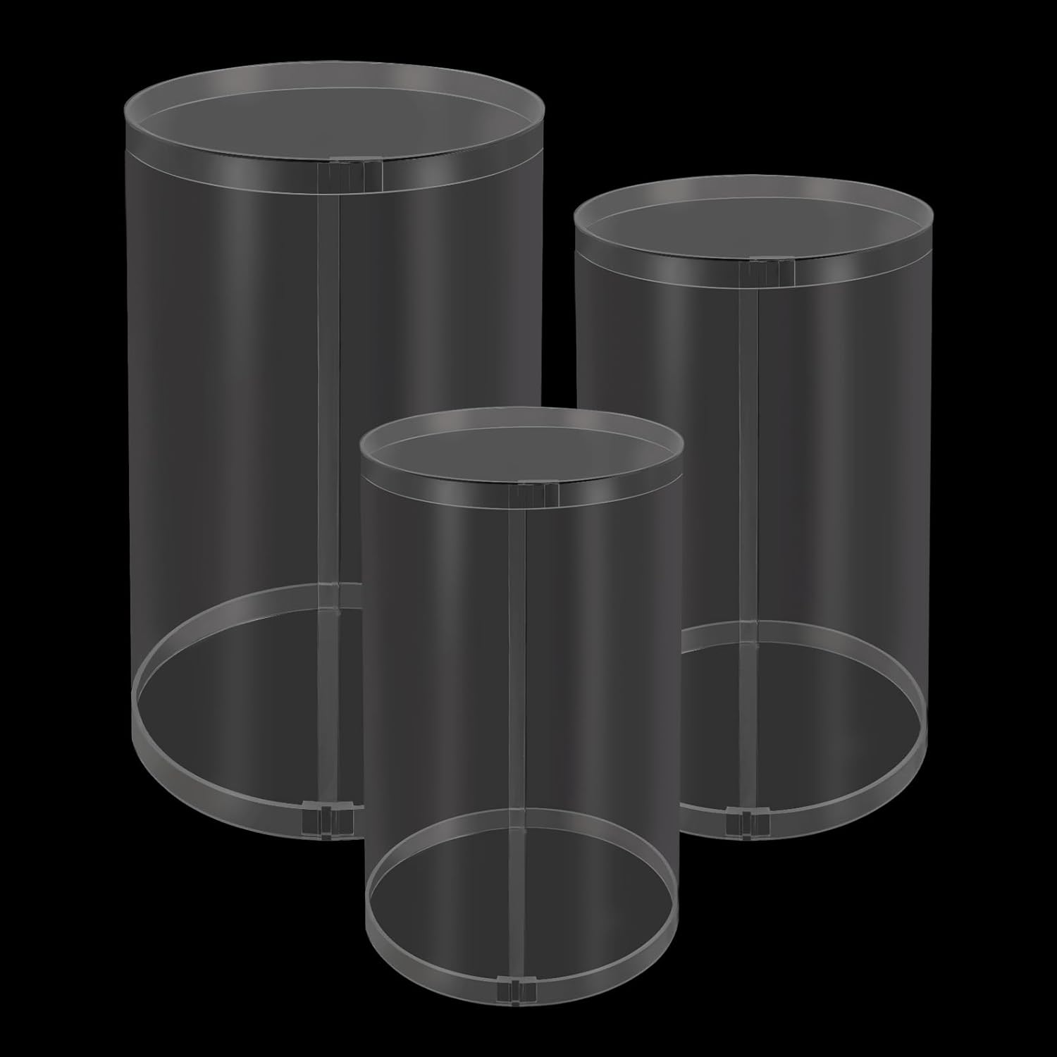 3Pcs Clear Cylinder Pedestal Stand for Display