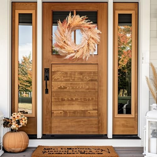 DecorbyHannah 24 Inch Pre-Lit Fall Door Wreath
