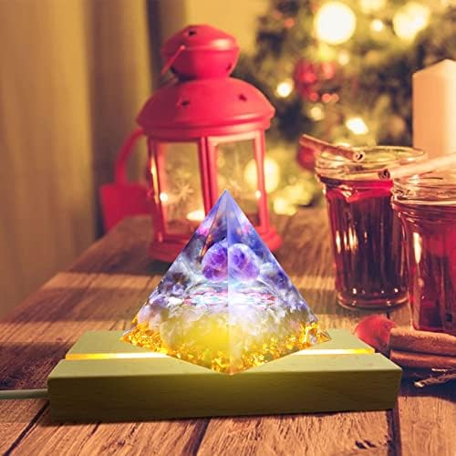 JOJOCY 4 Pack LED Light Base Rectangle Wood Display Pedestal