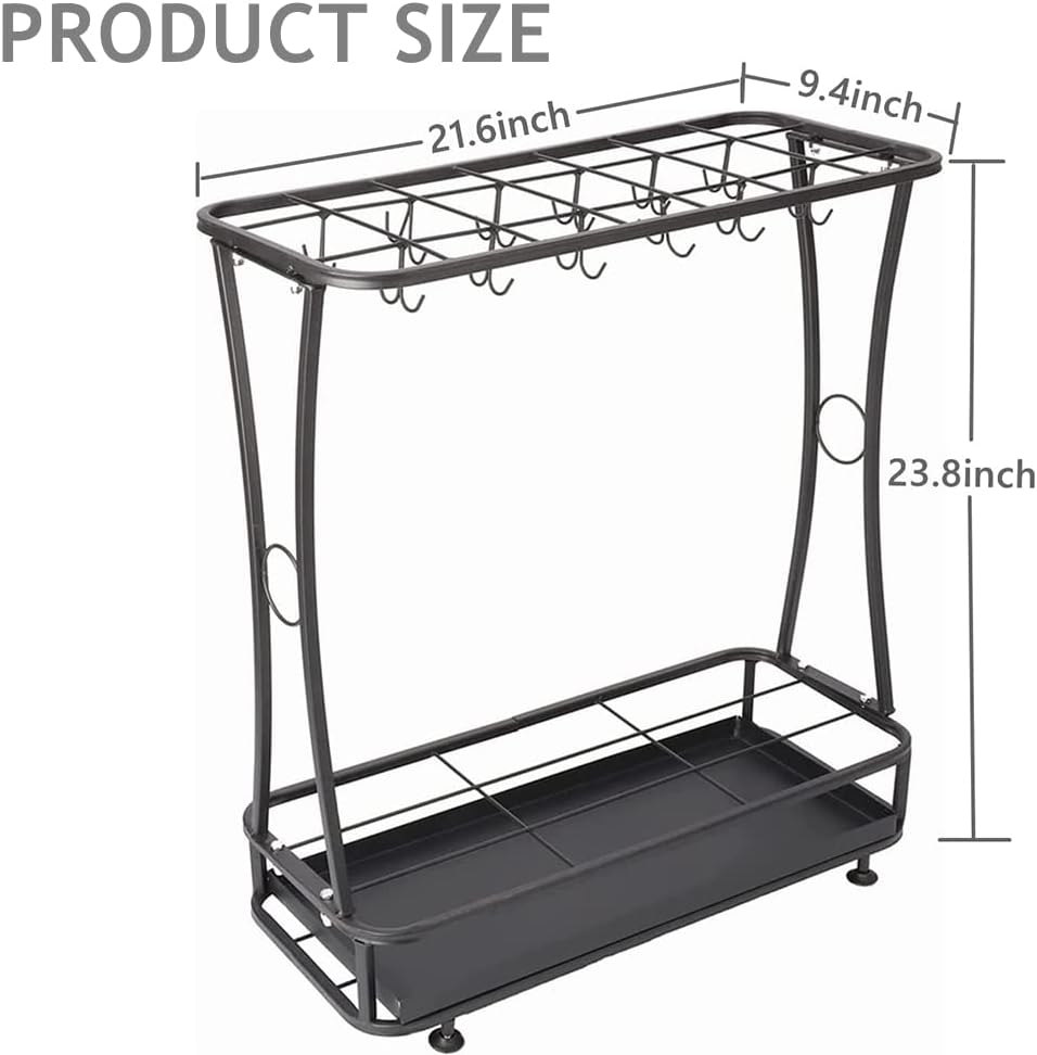 Tonchean Umbrella Rack Stand with 21 Slots and Drip Tray Black