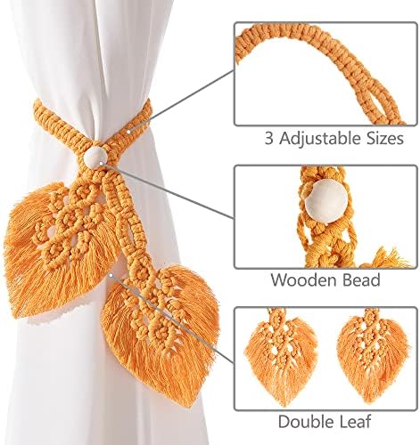 Handmade Cotton Curtain Tiebacks with Adjustable Wooden Beads