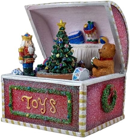 Christmas Toy Box Revolving Tree Music Box