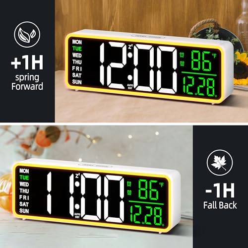 LEIKE 9 Inch Digital Alarm Clock with Night Light and USB Port