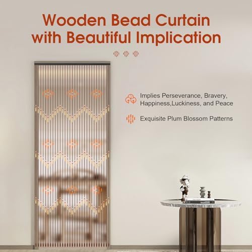 Wooden Beaded Curtain 354 x 866 Doorway Room Divider