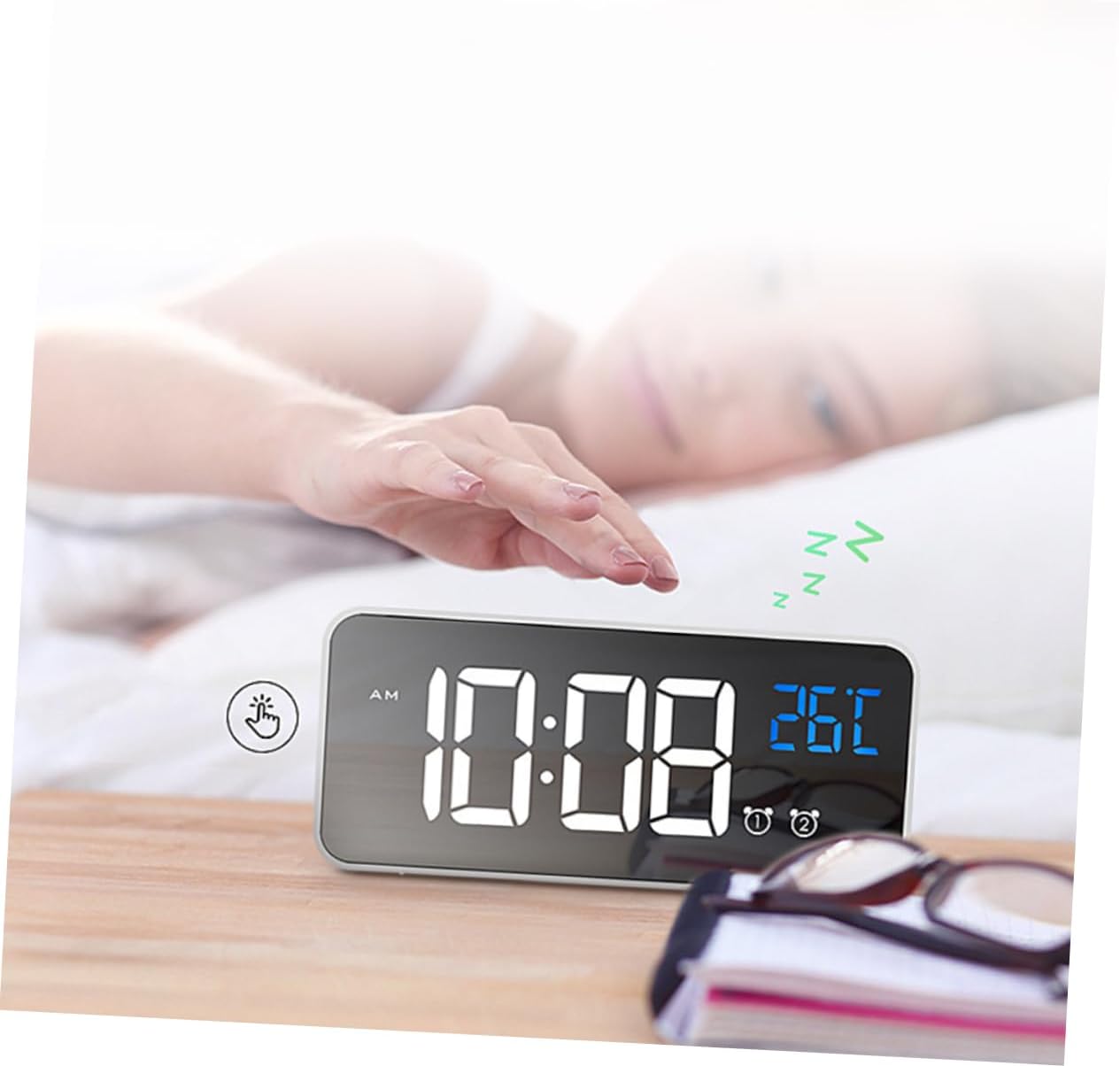 PRETYZOOM Music Charging Alarm Clock with Large Screen for Boys Girls