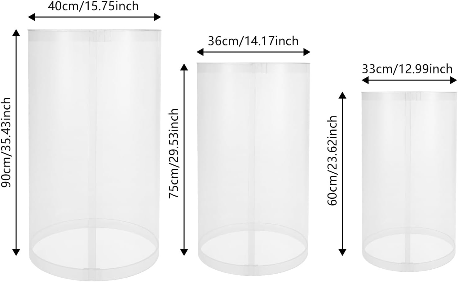 3Pcs Clear Cylinder Pedestal Stand for Display