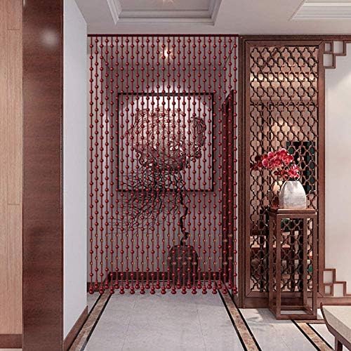 OKUOKA 21 Strands Beaded Door Curtain Red Wine
