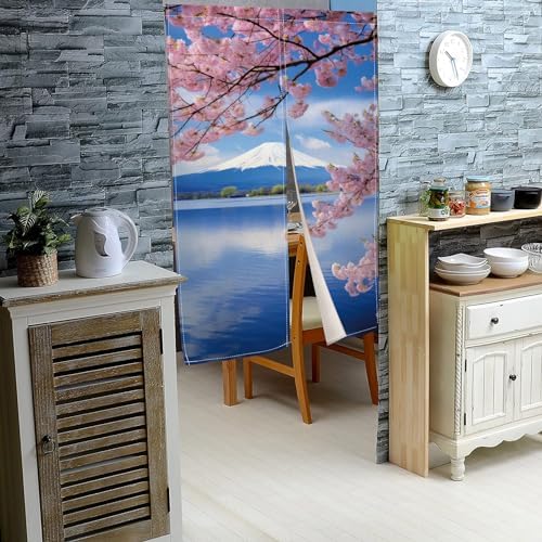 Japanese Mount Fuji Noren Door Curtain for Home Kitchen Bathroom